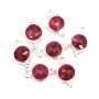 Charm in Gemstone treated ruby color round faceted set silver 925 7x13mm x 1pc