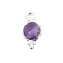 Conjunto de Amethyst Charme Facetado Redondo em Prata 925 7x13mm x 1pc