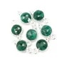 Breloque en Pierre teintée couleur émeraude ronde facettée serti argent 925 7x13mm x 1pc