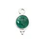 Smaragdfarben gefärbter Stein Charm runde facettierte Fassung 925 Silber 7x13mm x 1St