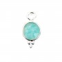 Amazonita redonda facetada Charm set en plata 925 7x13mm x 1pc