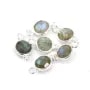 Labradorita redonda facetada Charm set en plata 925 7x13mm x 1pc