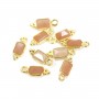 Breloque Pierre de lune orange rectangle serti argent 925 doré à l'or fin 5x13mm x 1pc