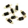 Conjunto de rectângulo preto Onyx Charm em 925 Sterling Silver GOLD 5x13mm x 1pc