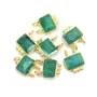 Rectângulo Esmeralda Tingida de Pedra Charme em Prata Esterlina 925 - 2 anéis - 8x10mm x 1pc