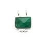 Breloque Pierre teintée émeraude rectangle serti argent 925 - 2 anneaux - 8x10mm x 1pc