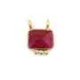 Breloque Pierre teintée rubis rectangle serti argent 925 doré à l'or fin - 2 anneaux - 8x10mm x 1pc