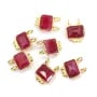 Piedra Teñida Charm Rubí Rectángulo Set en Plata de Ley 925 - 2 Anillos - 8x10mm x 1pc