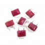 Rubí Piedra Rectángulo Charm Set en Plata 925 - 2 Anillos - 8x10mm x 1pc