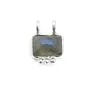 Charm in labradorite rettangolare in argento 925 - 2 anelli - 8x10mm x 1 pezzo