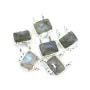 Charm in labradorite rettangolare in argento 925 - 2 anelli - 8x10mm x 1 pezzo