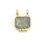 Labradorit Charm rechteckig gefasst 925er Silber vergoldet - 2 Ringe - 8x10mm x 1St
