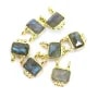 Charm in labradorite rettangolare in argento dorato 925 - 2 anelli - 8x10 mm x 1 pezzo