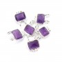 Ametista rettangolo in argento 925 - 2 anelli - 8x10mm x 1 pezzo