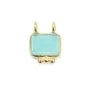 Breloque Calcédoine rectangle serti argent 925 doré à l'or fin - 2 anneaux - 8x10mm x 1pc