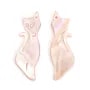 Pink mother-of-pearl in a cat shape with a cubic zirconia 9x25 mm x 1pc