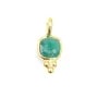 Breloque Agate verte carré facetté serti argent 925 doré à l'or fin 5x11mm x 1pc