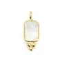 Charm Gemstone rectangle moon set in 925 sterling silver and gold 5x13mm x 1pc