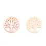Nacre rose et ronde avec arbre de vie 17mm x 1pc