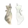 Nacre grise en forme de chat avec Oxyde de Zirconium 12x34mm x 1pc