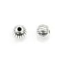 Striped bead 6mm silver 925 niello x 2pcs