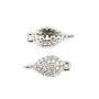 Breloque en argent 925 fleur& zirconium avec 2 anneaux 8x13mm x 1pc