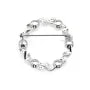 925 silver and zirconium crown shaped brooch for half drilled pearls 38mm x 1pc