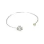Rhodium 925 sterling silver and zirconium 58mm flexible bangle for half-driled beads x 1pc