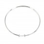 Bracelet adjustable flat bead half pierced silver rhodium x 1pc