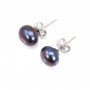 Boucle d'oreille argent 925 perle d'eau douce 7mm  x 2pcs