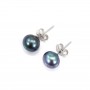 Boucle d'oreille argent 925 perle d'eau douce 7mm  x 2pcs
