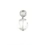 Round flat rock crystal charm 6mm Rhodium Silver x 1pc
