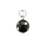 Spinell Charm schwarz rund flach facettiert 6mm - Rhodiniertes Silber x 1Stk