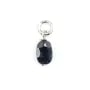Breloque Saphir ovale facetté 4x6mm - Argent Rhodié  x 1pc