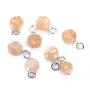 Breloque Pierre de lune orange rond plat facetté 6mm - Argent Rhodié  x 1pc