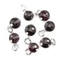 Ciondolo di granato rotondo piatto 6mm Argento rodio x 1pc