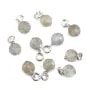 Round flat 6mm Rhodium Silver Labradorite Charm x 1pc
