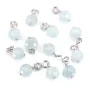 Breloque Aigue Marine rond plat facetté 6mm - Argent Rhodié  x 1pc