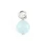 Aquamarine Charm Round Flat Faceted 6mm - Rhodium Silver x 1pc