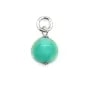 Breloque Agate herbe rond plat facetté 6mm - Argent Rhodié  x 1pc