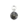 Breloque Cordiérite (Iolite) rond plat facetté 6mm - Argent Rhodié  x 1pc