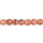 Rhodochrosite rose, de forme ronde, de taille 5-5.5mm x 40cm