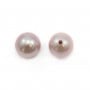Perles de culture d'eau douce, semi-percée, mauve, ronde, 6-6.5mm x 1pc