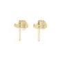 Clous d'oreille en forme de coeur 9.5mm, plaqué par "flash" or  sur laiton x 2pcs