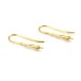 Crochet boucles d'oreilles pour perles semi percé plaquée par "flash" or sur laiton 26mm x 4pcs
