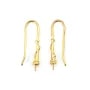 Crochet boucles d'oreilles pour perles semi percé plaquée par "flash" or sur laiton 26mm x 4pcs