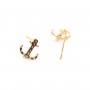 Clous d'oreille feuille plaqué par "flash" or sur laiton 8x14mm x 2pcs