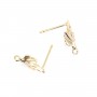 Clous d'oreille feuille plaqué par "flash" or sur laiton 8x14mm x 2pcs