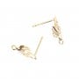 Clous d'oreille feuille plaqué par "flash" or sur laiton 8x14mm x 2pcs