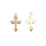 Croix Plaquée par "flash" or sur laiton 19.5x26.5mm x 2pcs